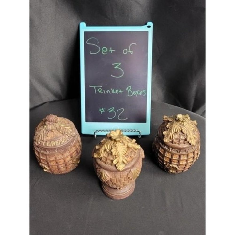 Tradewind Bay Decorative Egg Shaped Trinket Boxes - SET of 3
